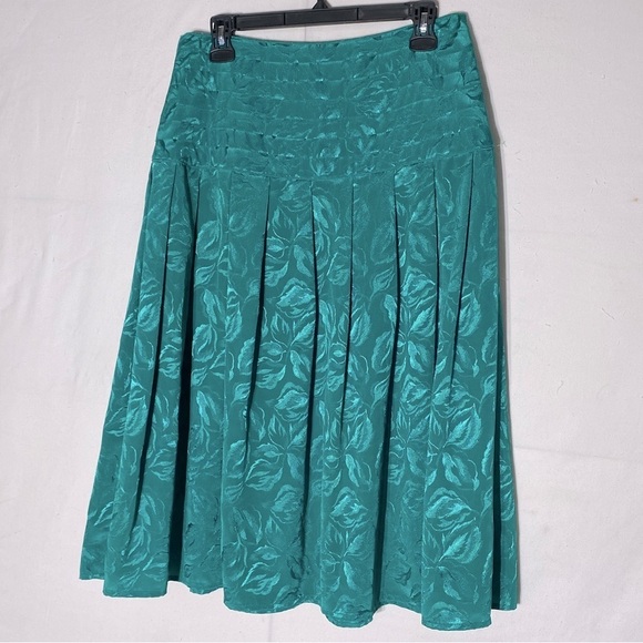 Vintage The French Fact Turquoise Floral Jacquard Skirt Set M - Picture 5 of 15